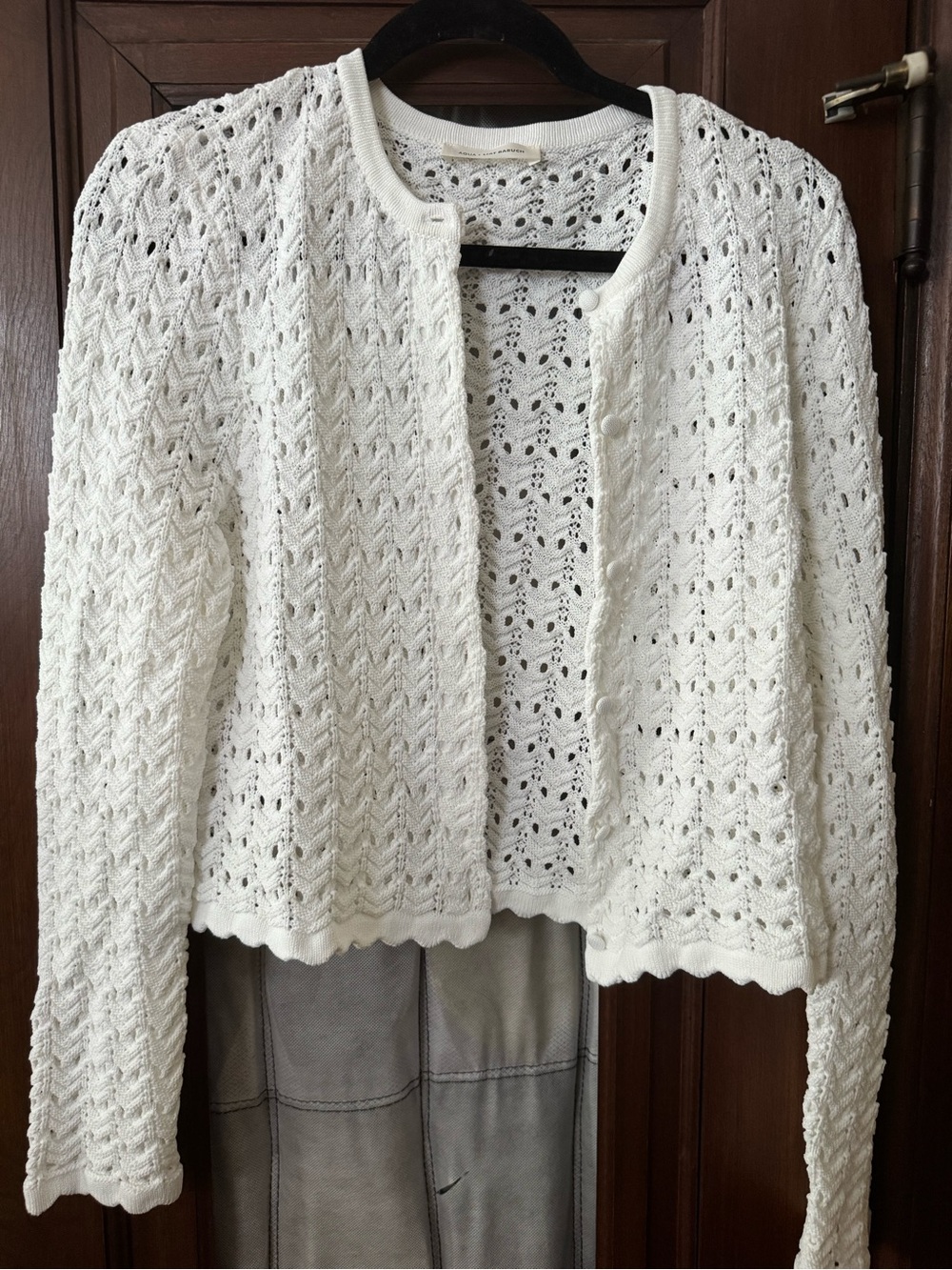 Aqua x Liat Baruch Ivory crochet cardigan in ivory size XL